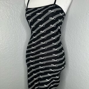 Chic Black and White Patterned Mini Dress